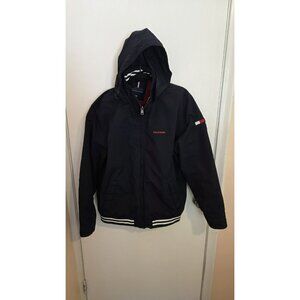 Tommy Hilfiger Mens Yacht Jacket Regatta Striped Full Zip Hooded XL Navy Preppy
